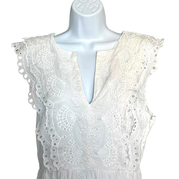 Vineyard Vines White Seashell Eyelet MIDI Dress 10 NEW - Picture 8 of 11
